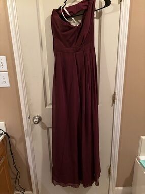 David's Bridal Burgundy One-Shoulder Prom/formal dress